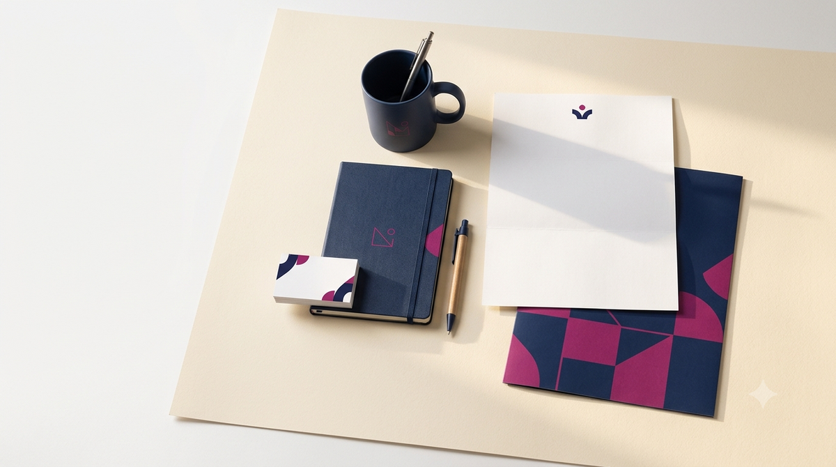 Papelería corporativa impresa: tarjetas de presentación, folder y hojas membretadas